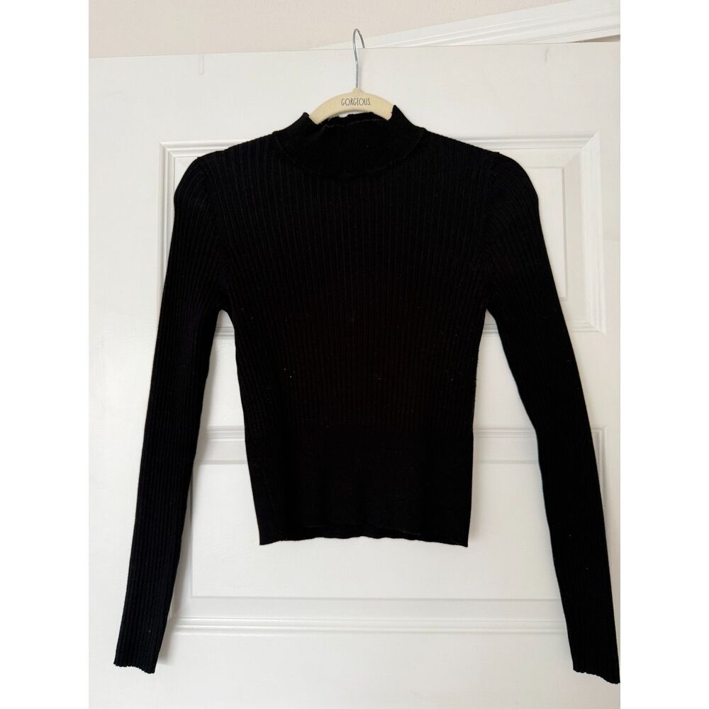 Zara Ribbed Mock Neck Sweater Top Medium